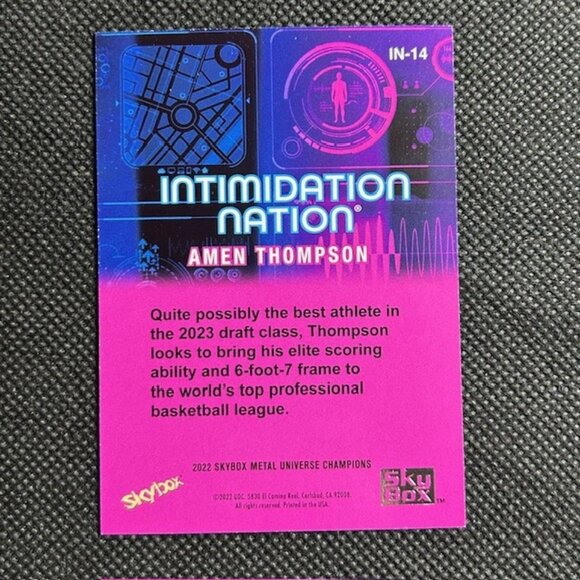 2022 SkyBox Metal Universe Champions #IN-14 Amen Thompson Intimidation Nation - Picture 2 of 2